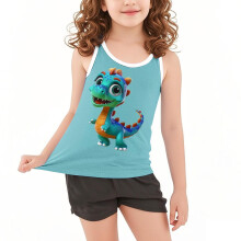 Sommer-singlet-topper for jenter, avslappet singlet for jenter, småbarn, gutter og mote, søt, gradienttrykk, myk, ermeløs topp med topp