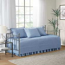Set huse pentru pat de zi Blue Luxe, matlasat față-verso, 5 piese