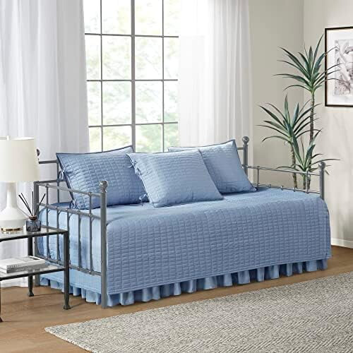Daybed Cover Set Blue Luxe Double-Sided Quilting 5-Piece