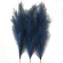18Pcs 32" Blue Pampas Grass with Extender Stem – Fluffy Artificial Boho Decor for Vase, Farmhouse & Wedding (No Vase)