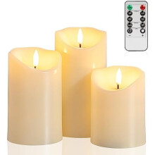 Røde LED vokssøjlelys sæt med 3 – 7,5x10 cm, 7,5x15 cm, 7,5x15 cm