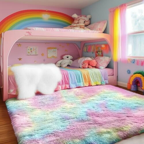 Unicorn Shag Rug Soft Pastel 5x7 ft 2