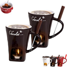 Fondue Cup, Sweet Fondue Cup, Chocolate Fondue Mug with Fork and Candle, Chocolate Melting Cup for Date Night, Birthday, Wedding Gifts