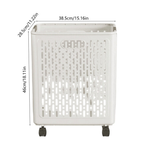 Foldable 50L Laundry Basket with Wheels and Handle White 1