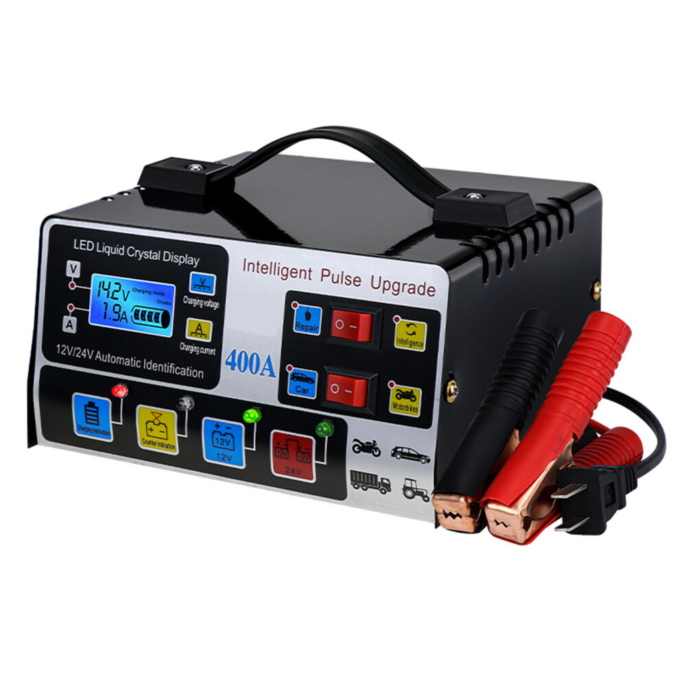 Car Battery Charger Fully Automatic High Frequency Intelligent Pulse Repair Charger Lcd Display 12V24v 220W Us Plug 6033701945183