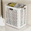 Foldable 50L Laundry Basket with Wheels and Handle White 4