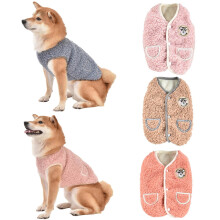 Manteau en peluche pour chien, motif chiens mignons, vêtements doux et chauds pour chiens et chats, gilet pour chiots et chatons, pull d'hiver en