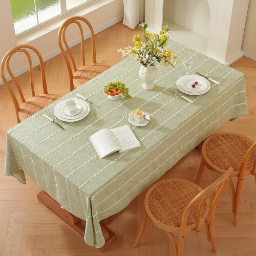 Sage Green Cotton Linen Round Tablecloth 53 Inch 1
