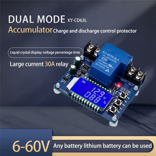 XY-CD63L 30A Battery Charge Discharge Controller Low Voltage Cut Off  Undervoltage Overvoltage Protection Display 2