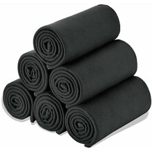 Lette fleece-tæpper, bløde og hyggelige, kæledyrsvenlige, ensfarvede sorte, 125x150 cm, pakke med 6 – til hjemmet, sengen, sofaen,