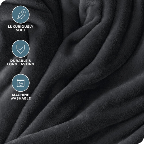 Plush Fleece Throw Blanket 50 x 60 in Grey 2