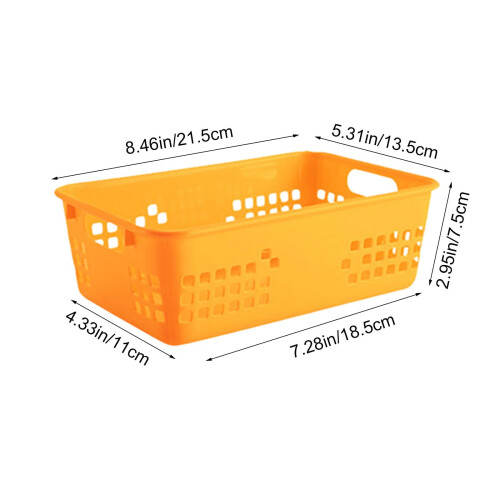 Small Desktop Storage Basket, Plastic Organizer Bin with Handles – Stackable for Remote Controls, Office, Kitchen & Bathroom (Compatible with 2
