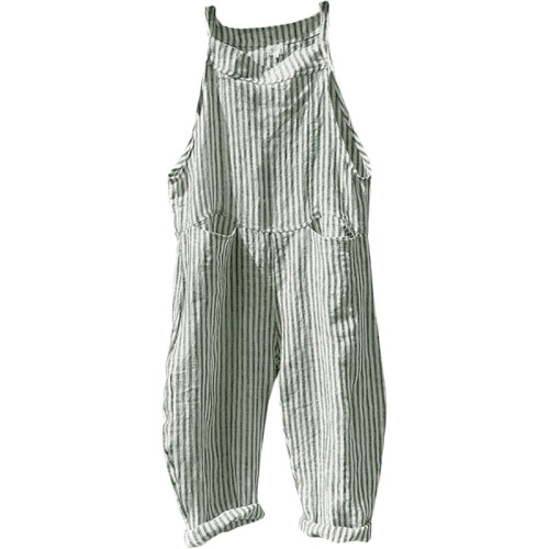 Macacão feminino casual listrado e descontraído