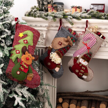 Weihnachtsstrumpf 48x24cm Weihnachtsmann Schneemann Rentier