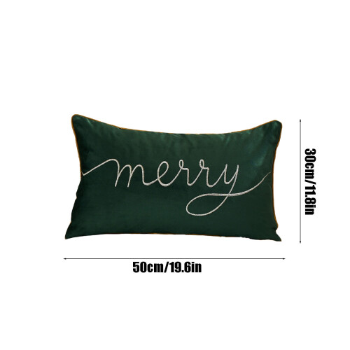 Taie d'oreiller verte de Noël en polyester 51 x 30 cm 2