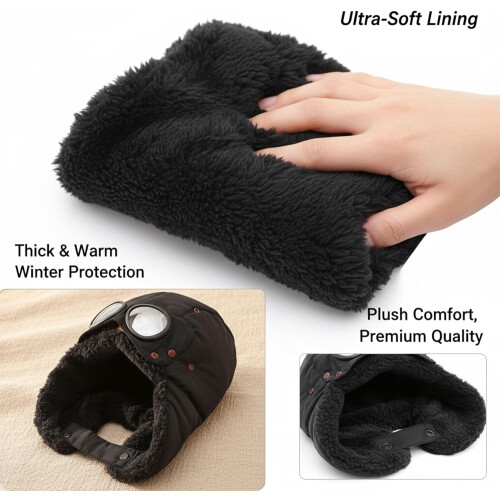Winter Thermal Trapper Hat with Goggles, Windproof Lining 2