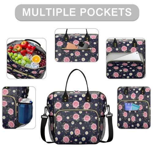 Isolierte Lunchtasche mit Blumenmuster für Damen, 11 l 1