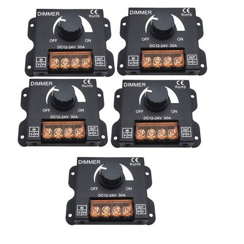 5PCS  12V 24V LED Dimmer  30A Voltage Regulator Adjustable Controller for LED Strip Light Dimming Dimmers