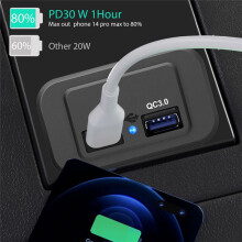 6PCS 12V/24V RV USB Outlet, Dual PD3.0 Type-C (USB C) & Quick Charge QC3.0 USB-A Port Panel Mount Car USB Socket Charger