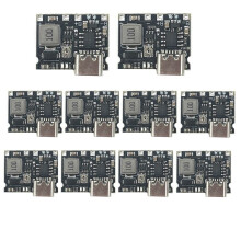 10 Lithium Li-Ion 18650 3,7 V 4,2 V BatterieladegeräT Board Typ-C 2A Batterie Schnelllademodul - Step--Boost-Modul