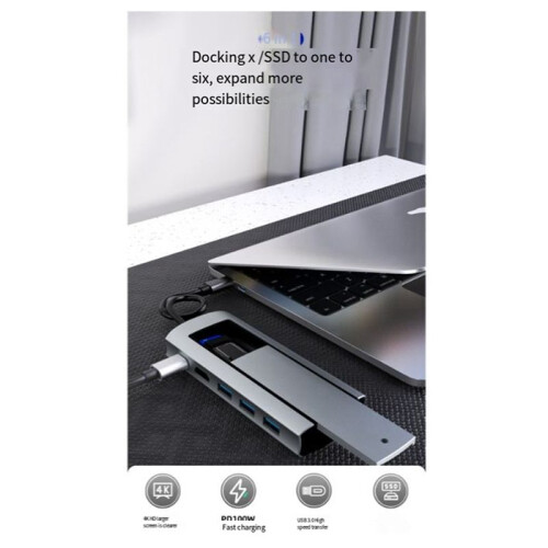 6-in-1 USB Type-C Docking Station Multi-Function Fast Charging Station Docking Station  Single Agreement 2