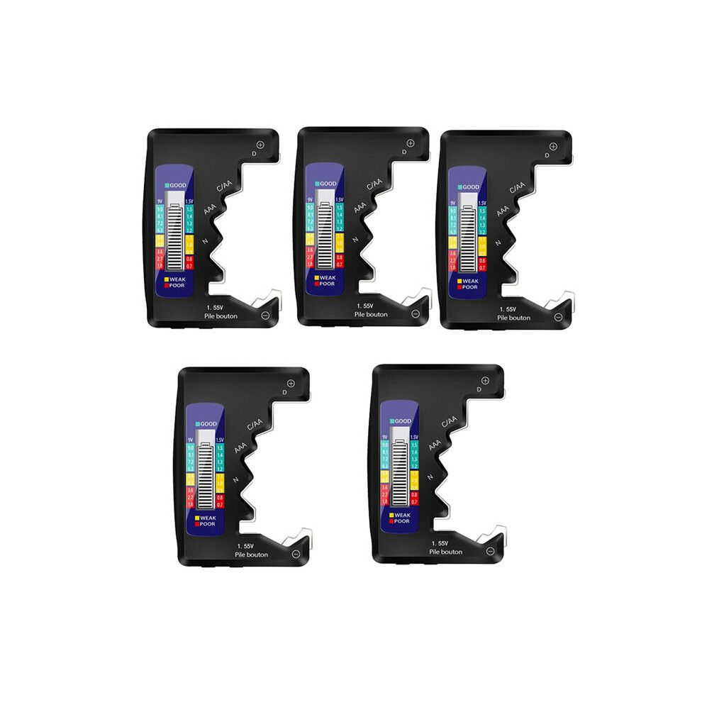 5Pcs Digital Battery Tester Lcd Display Aa/Aaa/9V/1.5V Button Cell Battery Capacity Check Capacitance Diagnostic Tool,A 6032542405443