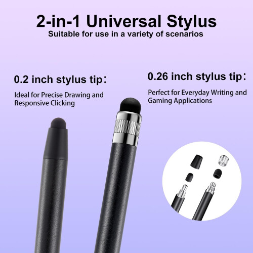 Penna stilo per touchscreen, 3 pezzi, alta sensibilità e precisione, compatibile con iPad, iPhone e schermi touchscreen Android (nero/argento/blu) 2