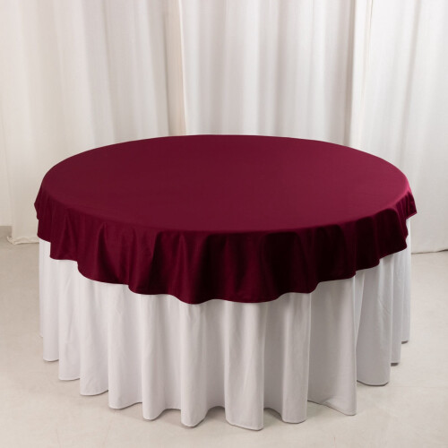 Bordeauxrood rond tafelkleed van scuba-polyester (70 inch)