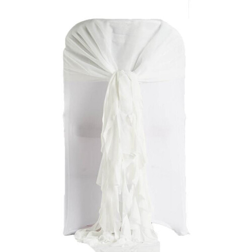 Huse de scaun BalsaCircle10Ivory Premium din șifon creț solid pentru nuntă 2