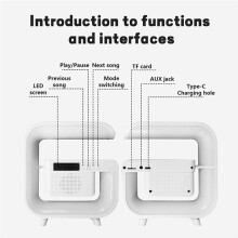 Wireless Charger Stand 5.0 Speaker Multifunction FM TF RGB Night Light Fast Charging Station for Smartphone-A