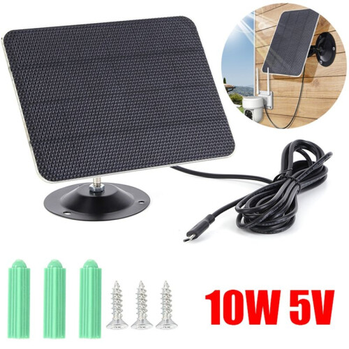 10W 5V USB Solar Panel Charger Kit IPX6 Waterproof 360 Adjustable Bracket for Security Camera Dome  Camera 1