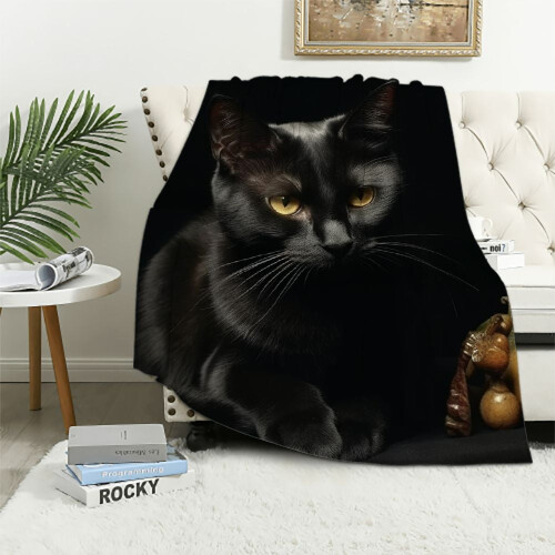 Black Cat Throw Blanket Super Soft Plush Throw Blanket
