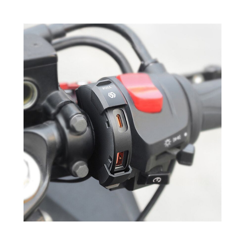 Qc3.0 Pd 12-24V Motorcycle Usb Type C Charger 30W Ip65 Waterproof Handlebar Mounting Bracket Charger For Phone Camera 6033045702732