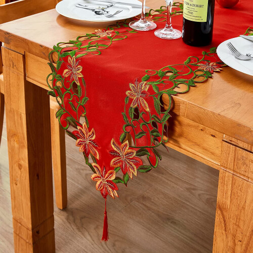 Chemin de table brodé de Noël 15 x 69 pouces 1