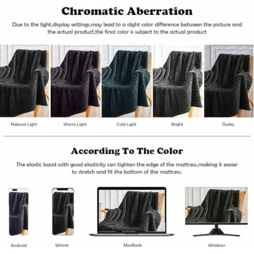 Flannel Fleece Throw Blanket Queen Size Black 2