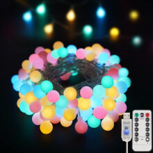 Cordão de luzes com globos, 100 LEDs, alimentado por USB, para uso interno e externo.