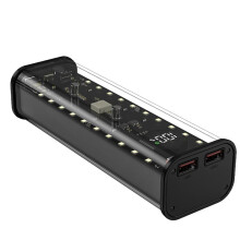 Boîte de Stockage de Batterie 21700 4 Emplacements, Boîte de Banque D'Alimentation DIY pour Chargeur 21700, Double Sortie USB, Entrée TypeC, Noir