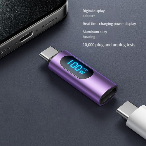 Converter PD100W Fast Charging Digital Display Speed Converter for TypeC Cell Phone Adapter, 1