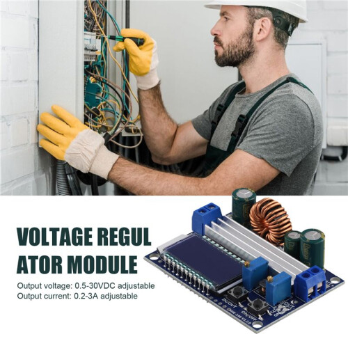 Adjustable Voltage Regulator Module with LCD Display, Versatile Step-/Down Voltage Control Perfect for DIY Electronics 1