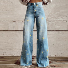 Calça feminina estampada, casual, com zíper e bolsos com botões - Calça moderna e confortável para uso diário. Oferta por tempo limitado: menos
