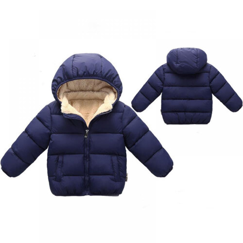 Giacca invernale in pile per neonati con cappuccio, calda e foderata. 1