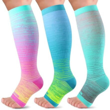 Open Toe Compression Socks for Women & Men 20-30mmHg Toeless Sock Knee High Support Stockings for Circulation Nurses Pregnant Travel