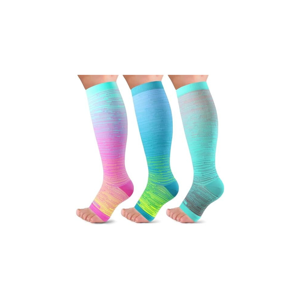 Open Toe Compression Socks for Women & Men 20-30mmHg Toeless Sock Knee High Support Stockings for Circulation Nurses Pregnant Travel