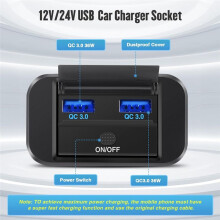 4piezas Salida USB 36W Dual QC3.0 Toma de Carga Rápida 12V 24V RV Panel de Interruptor Cargador de Automóvil para Marino ATV Motocicleta