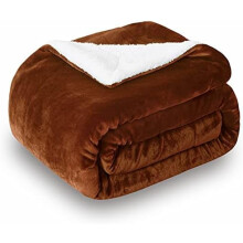 Sherpa Fleece Throw Blanket Twin Size 60x80 inch Caramel