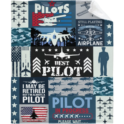 Pilot Flyvemaskine Tæppe Blødt Flannel 60x80 Tommer