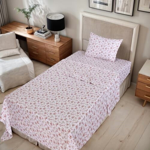 Ensemble de draps 3 pièces en percale de coton 100 % coton, taille Twin XL