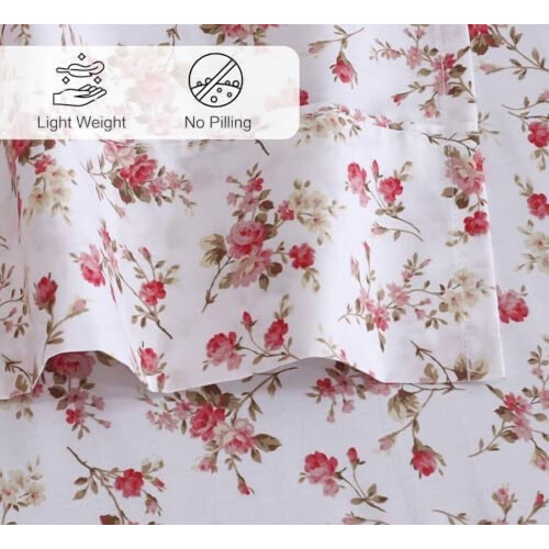 Ensemble de draps 3 pièces en percale de coton 100 % coton, taille Twin XL 2
