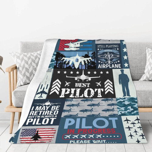 Pilot Flyvemaskine Tæppe Blødt Flannel 60x80 Tommer 1
