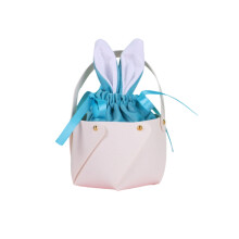 Sacchetto regalo in similpelle con orecchie di coniglio, 10x8 cm